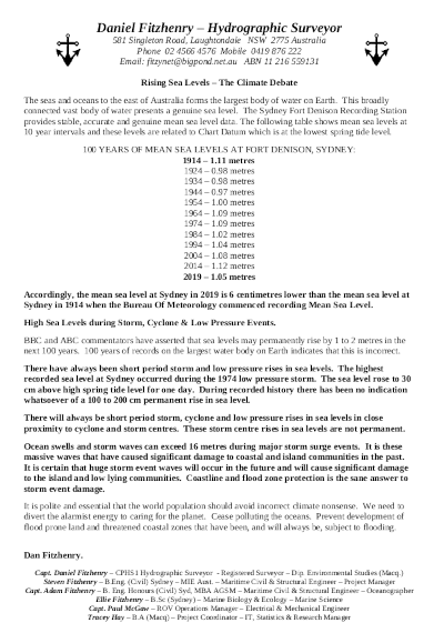 Fort Denison surveyor data