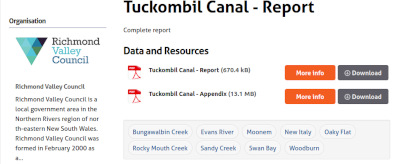 Tuckombil Canal Report Download Section of Webpage