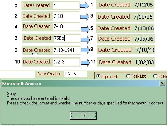 Figure 19.  Behaviour of a Date Field.