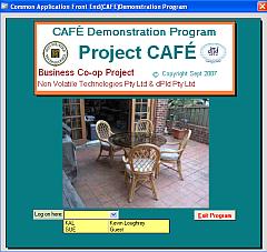 Opening screen of a CAFE compliant document. The Log-in screen.